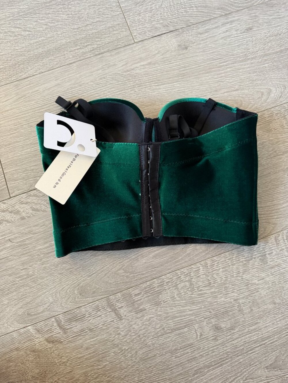 Commense Green Velvet Bustier Corset Crop Top Size Small NWT - Picture 6 of 9